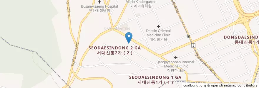 Mapa de ubicacion de 부산서부 경찰서 en South Korea, Busan, Seo-Gu, Seodaesin-Dong.