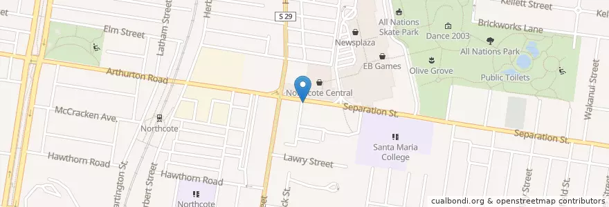 Mapa de ubicacion de Espresso Alley en Australie, Victoria, City Of Darebin.