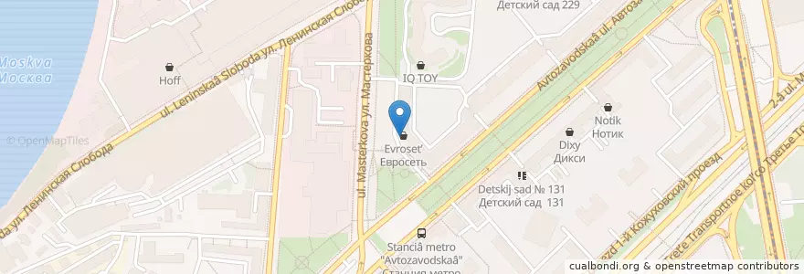 Mapa de ubicacion de Евафарма en 俄罗斯/俄羅斯, Центральный Федеральный Округ, Москва, Южный Административный Округ, Даниловский Район.