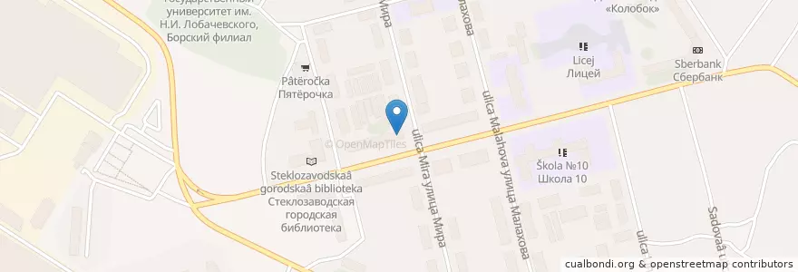 Mapa de ubicacion de Аптека en 러시아, Приволжский Федеральный Округ, Нижегородская Область, Городской Округ Бор.