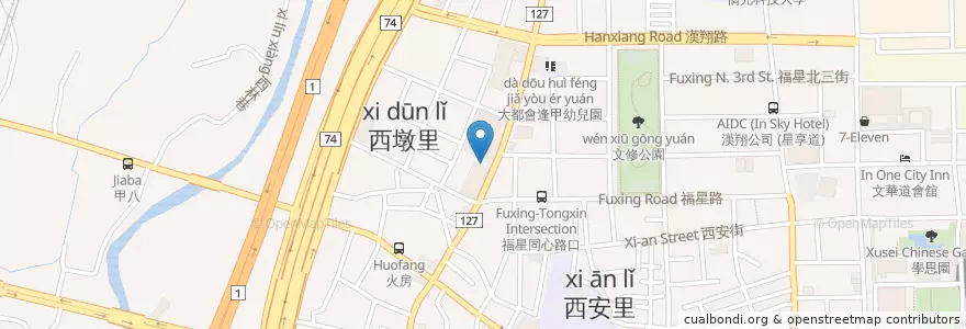 Mapa de ubicacion de 佑全福星藥局 en Taiwán, Taichung, 西屯區.