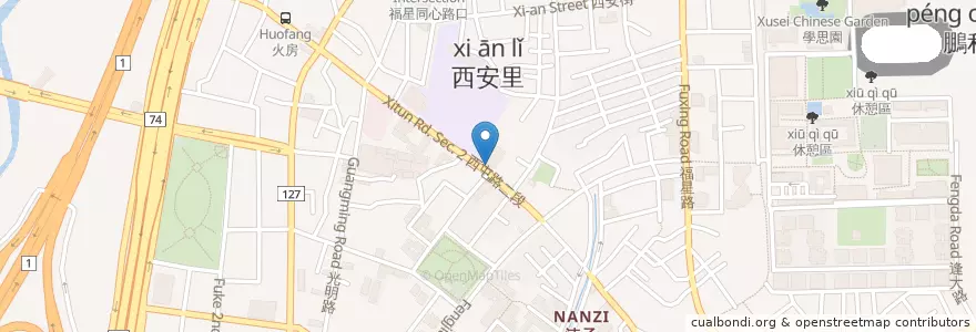Mapa de ubicacion de 鴻仁診所 en تایوان, تایچونگ, 西屯區.