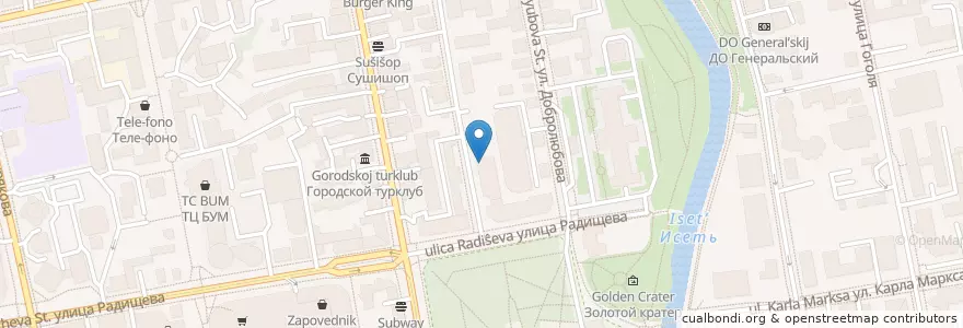 Mapa de ubicacion de Теккен Арена en Rusland, Уральский Федеральный Округ, Свердловская Область, Городской Округ Екатеринбург.