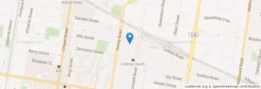 Mapa de ubicacion de Cromwell Street Theatre en オーストラリア, ビクトリア, City Of Stonnington.