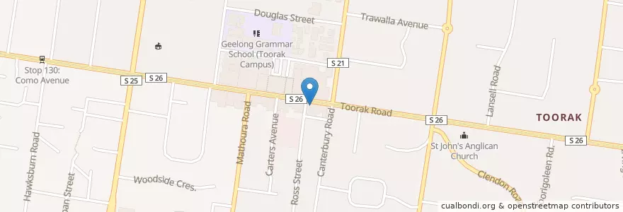 Mapa de ubicacion de Toorak Post Shop en Australia, Victoria, City Of Stonnington.