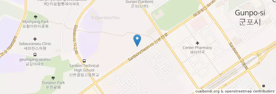 Mapa de ubicacion de 염광교회 en 대한민국, 경기도, 군포시, 궁내동, 광정동.