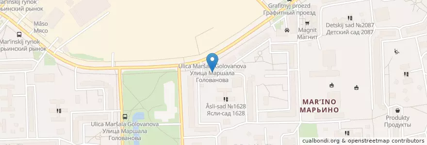 Mapa de ubicacion de Библиотека № 135 en 俄罗斯/俄羅斯, Центральный Федеральный Округ, Москва, Юго-Восточный Административный Округ, Район Марьино.