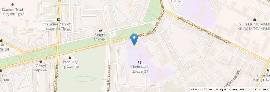 Mapa de ubicacion de Школа N 21 en Rusland, Centraal Federaal District, Oblast Moskou, Коломенский Городской Округ.