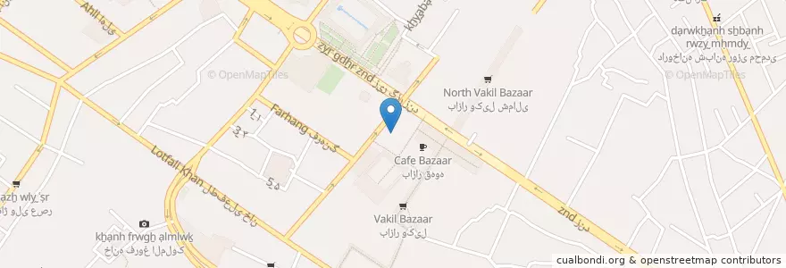 Mapa de ubicacion de کافه ژولپ en Иран, Фарс, شهرستان شیراز, بخش مرکزی, شیراز.