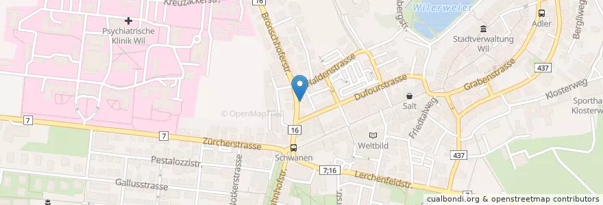 Mapa de ubicacion de Raiffeisenbank Wil en Switzerland, Sankt Gallen, Wahlkreis Wil, Wil (Sg).