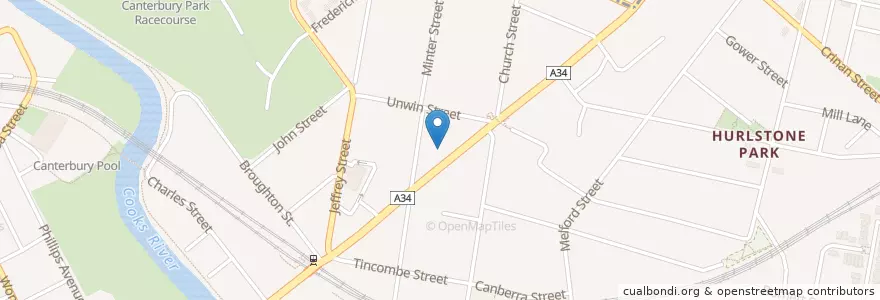 Mapa de ubicacion de Charlie's Pizzeria & Bakery en 澳大利亚, 新南威尔士州, Canterbury-Bankstown Council, Sydney.