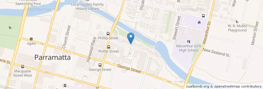 Mapa de ubicacion de Sahra Lebanese Restaurant en Avustralya, New South Wales, Sydney, City Of Parramatta Council.