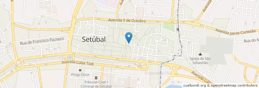 Mapa de ubicacion de Café Capri en Portugal, Área Metropolitana De Lisboa, Setúbal, Península De Setúbal, Setúbal, Setúbal.