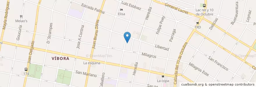 Mapa de ubicacion de repasadora en Küba, La Habana, Diez De Octubre.