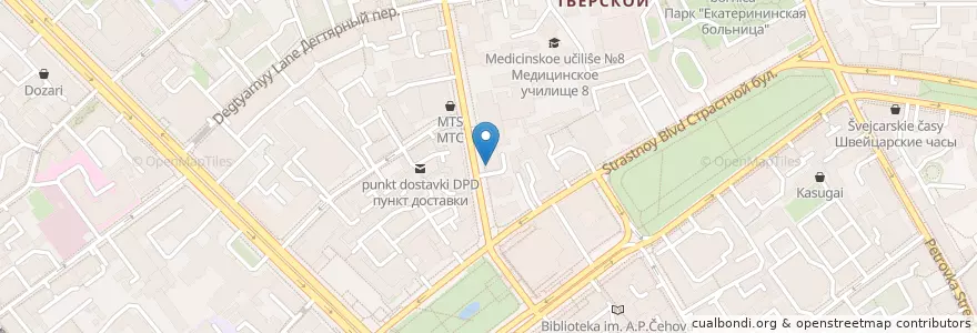 Mapa de ubicacion de Буркина фасоль en Rusia, Distrito Federal Central, Москва, Distrito Administrativo Central, Тверской Район.