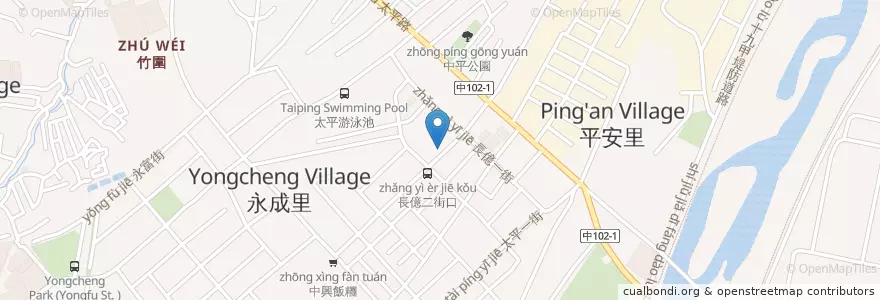 Mapa de ubicacion de 炸蛋ㄚ熊蔥油餅 en تایوان, تایچونگ, 太平區.