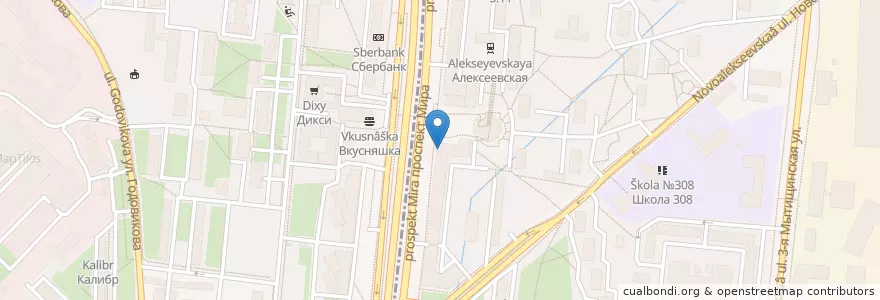 Mapa de ubicacion de KFC en 俄罗斯/俄羅斯, Центральный Федеральный Округ, Москва, Северо-Восточный Административный Округ, Останкинский Район.