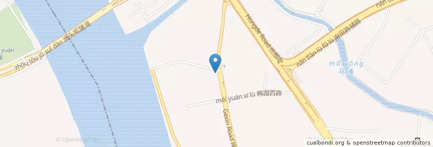 Mapa de ubicacion de 广州市新民六街小学 en China, Cantão, Cantão, 海珠区, 龙凤街道.
