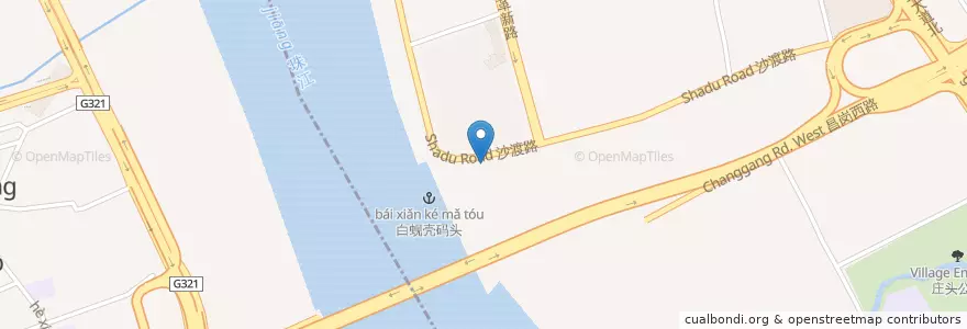 Mapa de ubicacion de 白蚬壳公厕 en China, Guangdong, Guangzhou, 荔湾区, 沙园街道.
