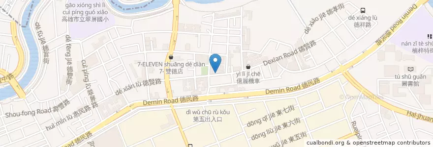 Mapa de ubicacion de 四海餃子館 en 타이완, 가오슝시, 난쯔구.