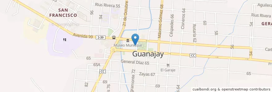 Mapa de ubicacion de Casa de Cultura Zoila Galvez en Kuba, Artemisa, Guanajay, Ciudad De Guanajay.