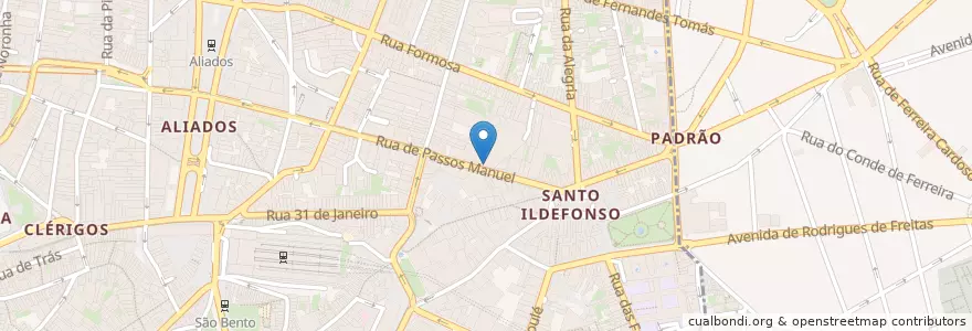 Mapa de ubicacion de The Traveller Cafe en Portugal, Norte, Área Metropolitana Do Porto, Porto, Porto, Cedofeita, Santo Ildefonso, Sé, Miragaia, São Nicolau E Vitória.