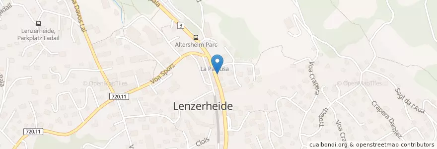Mapa de ubicacion de Q-Vadis en Швейцария, Граубюнден (Гризон), Albula, Vaz/Obervaz.