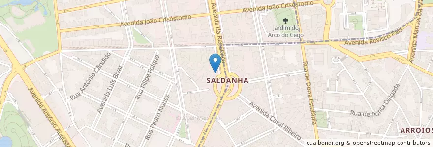 Mapa de ubicacion de Bicicletas Gira Estação 406 en Portugal, Área Metropolitana De Lisboa, Lissabon, Grande Lisboa, Lissabon, Avenidas Novas.