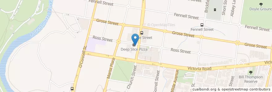 Mapa de ubicacion de Deepslice Pizza en Australië, Nieuw-Zuid-Wales, Sydney, City Of Parramatta Council.