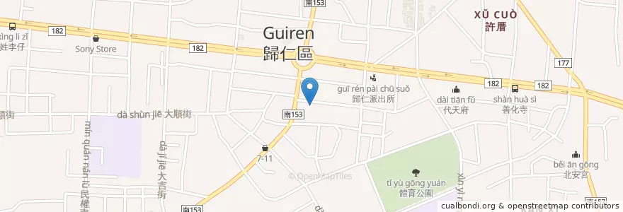 Mapa de ubicacion de 廣興燒臘快餐便當 en Taiwan, Tainan, 歸仁區.