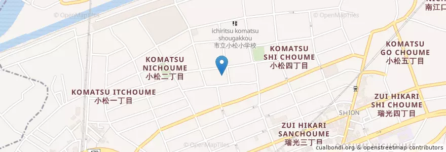 Mapa de ubicacion de 瑞松寺 en Japan, 大阪府, Osaka, 東淀川区.