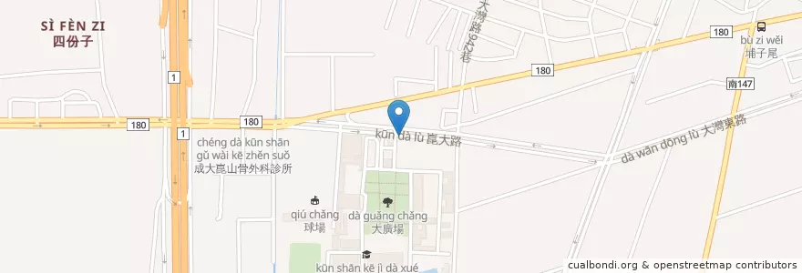Mapa de ubicacion de 崑山科大站 en Taiwan, Tainan, 永康區.