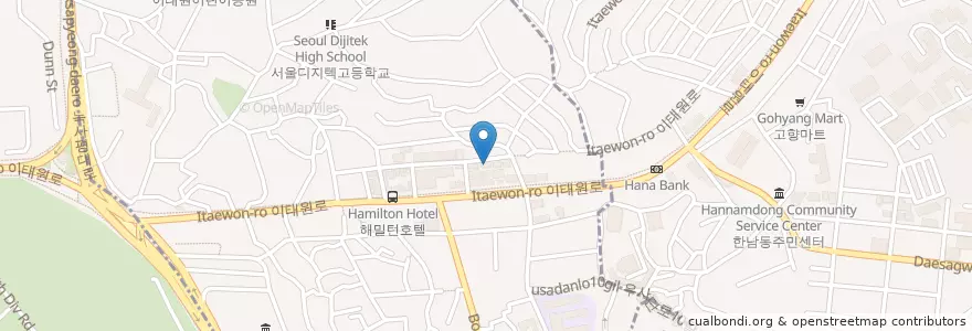 Mapa de ubicacion de SMOKEY SALOON en Coreia Do Sul, Seul, 용산구, 이태원1동.