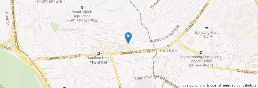 Mapa de ubicacion de Spice Table en 大韓民国, ソウル, 龍山区, 이태원1동.