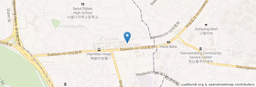 Mapa de ubicacion de 앙드뜨와 브라세리 (Un Deus Trois) en Südkorea, Seoul, 용산구, 이태원1동.