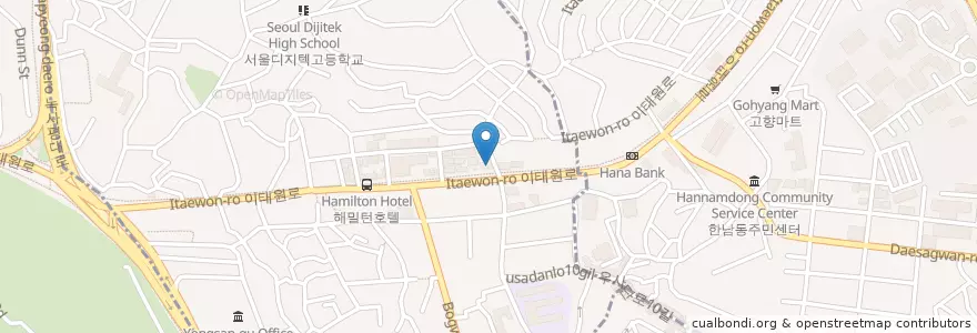 Mapa de ubicacion de 24런던 en 韩国/南韓, 首尔, 龍山區, 이태원1동.
