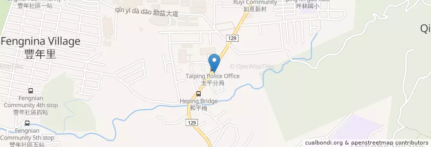 Mapa de ubicacion de 秘密拉麵-勤益店 en 臺灣, 臺中市, 太平區.