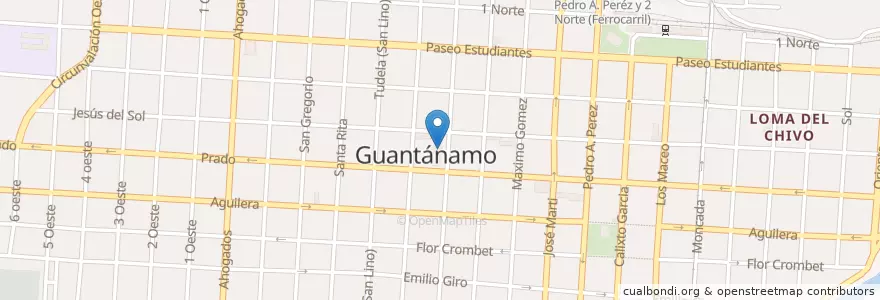 Mapa de ubicacion de ESBU P.A.Perez(colegio la salle) en Cuba, Guantánamo, Guantánamo, Ciudad De Guantánamo.