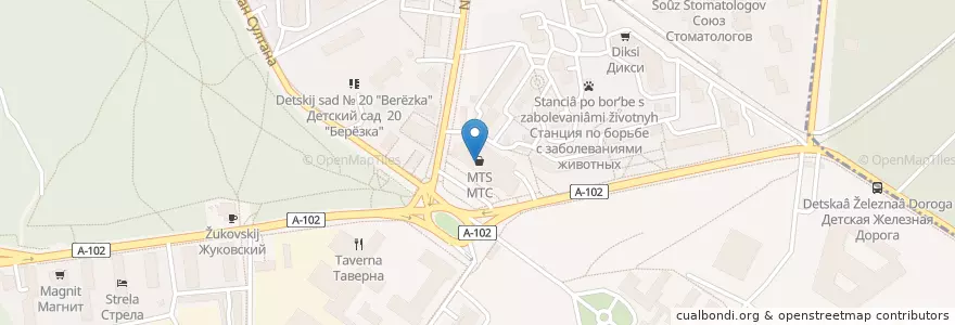 Mapa de ubicacion de PickPoint en Rusland, Centraal Federaal District, Oblast Moskou, Раменский Городской Округ, Городской Округ Жуковский.