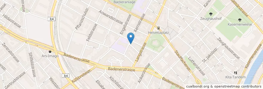 Mapa de ubicacion de Fair-Teiler Kernstrasse en Zwitserland, Zürich, Bezirk Zürich, Zürich.