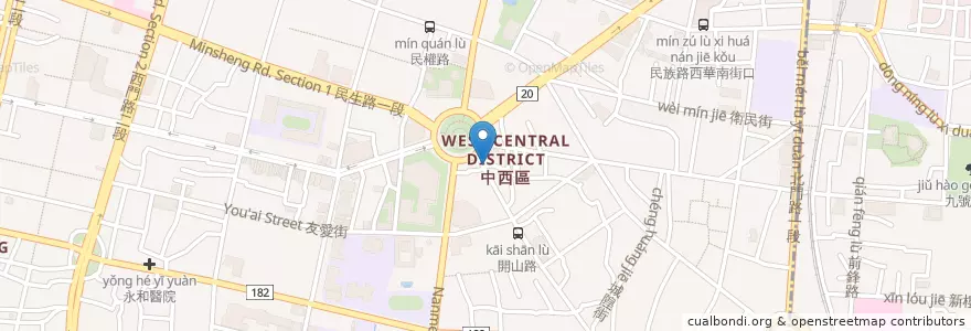 Mapa de ubicacion de 惠比壽壽司 en Taiwan, 臺南市, 中西區.