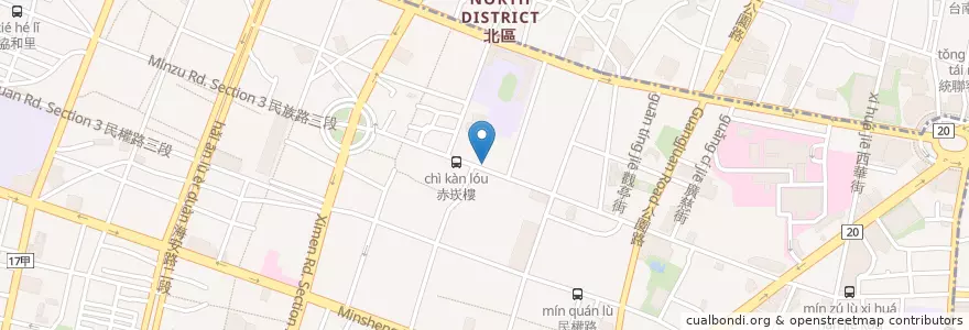 Mapa de ubicacion de 呷厝味 en Taiwan, 臺南市, 中西區.