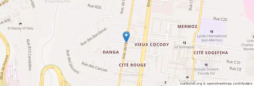 Mapa de ubicacion de Le singulier en Costa De Marfil, Abiyán, Cocody.