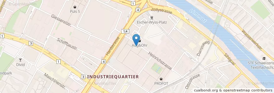 Mapa de ubicacion de Desperado Heinrichstrasse en سوئیس, زوریخ, Bezirk Zürich, Zürich.