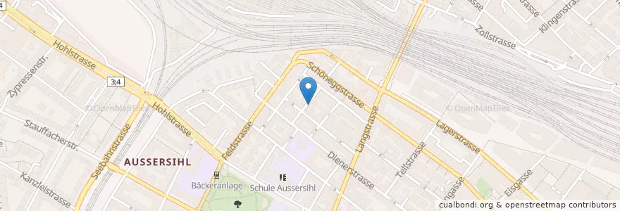 Mapa de ubicacion de Gaucho en Schweiz/Suisse/Svizzera/Svizra, Zürich, Bezirk Zürich, Zürich.