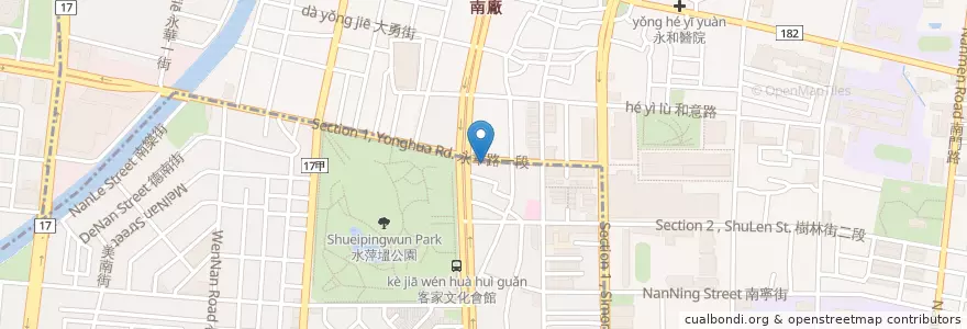 Mapa de ubicacion de 水交社王媽媽麵店 en Тайвань, Тайнань, 中西區.
