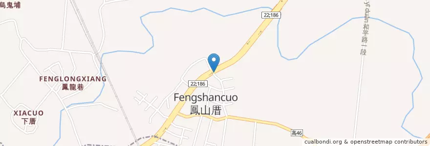 Mapa de ubicacion de 燕巢鳳山厝郵局 en Taiwan, Kaohsiung, Yanchao District, Dashe District.