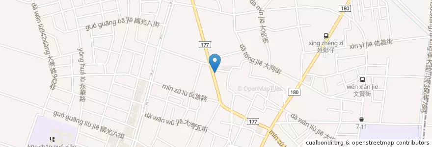 Mapa de ubicacion de 鴻品牛肉湯 en 타이완, 타이난 시, 융캉구.