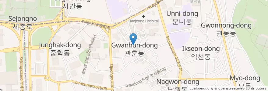 Mapa de ubicacion de 인사동그집 en 韩国/南韓, 首尔, 鍾路區, 종로1·2·3·4가동.