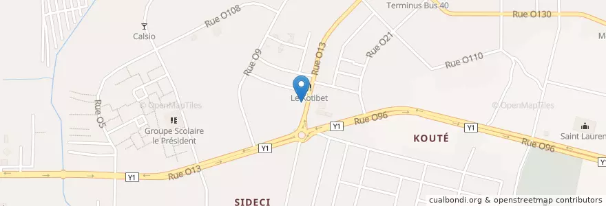 Mapa de ubicacion de Total Yop Sideci en 科特迪瓦, 阿比让, Yopougon.